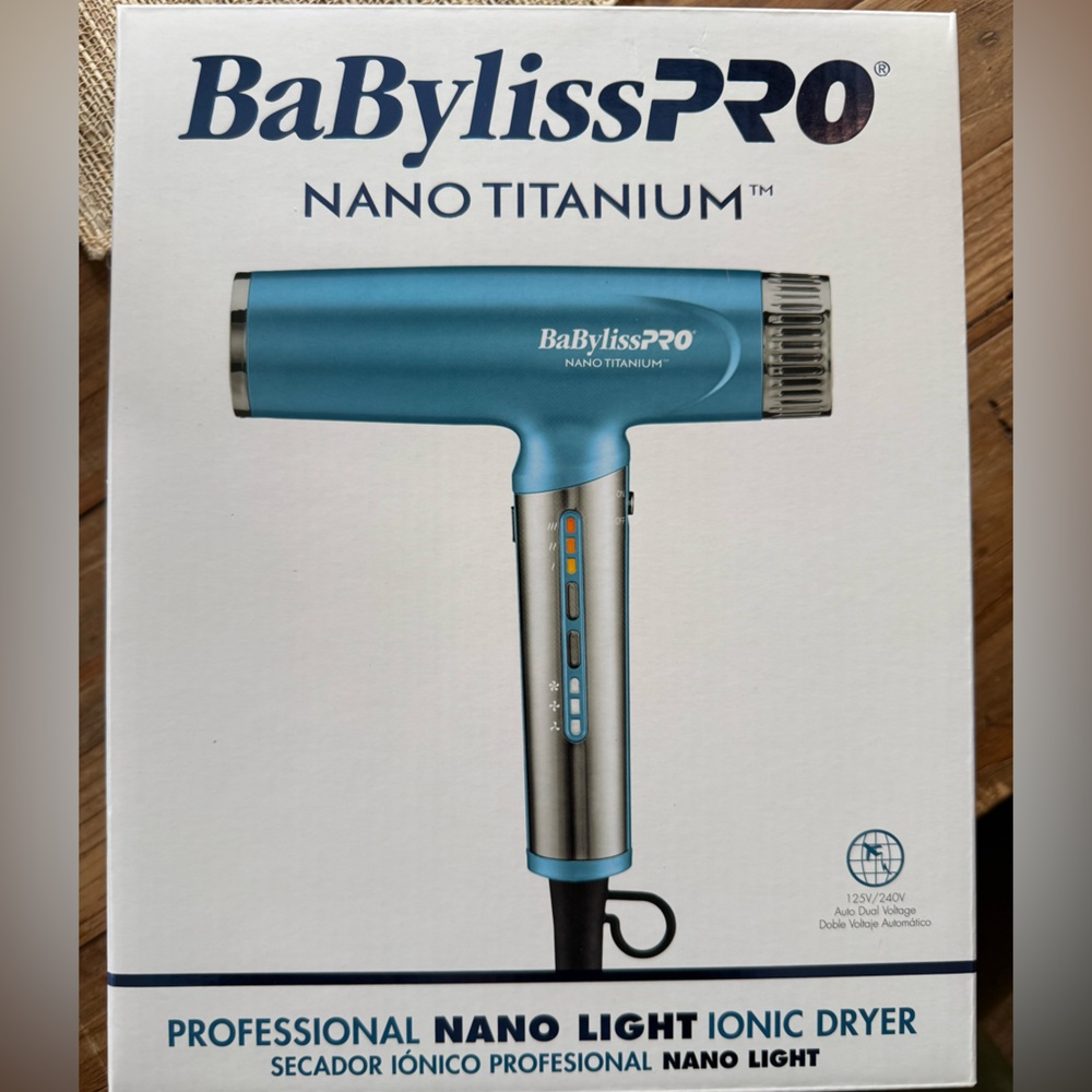 BaByliss Nano Titanium Hair Dryer - Silver and Blue